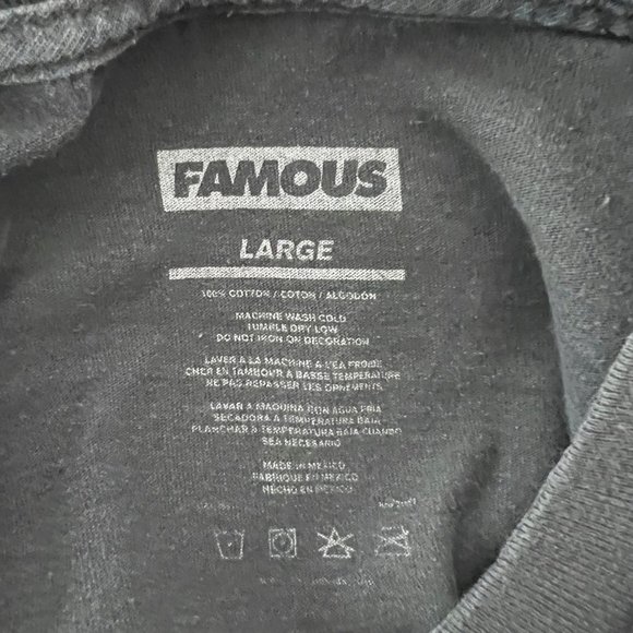 Famous Black Short Sleeve Graphic Tee Shirt Men's Large - Picture 3 of 9